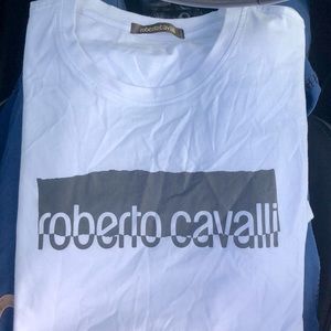 xl ROBERTO CAVALLI  label white tee
